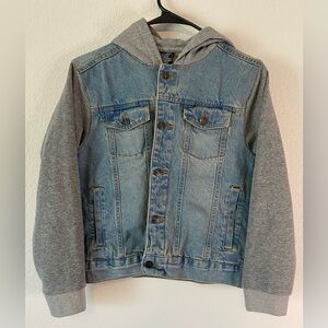 Ring Of Fire Light Blue & Grey Jean Jacket Hoodie Size M Youth